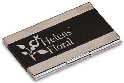 black metal business card holder.